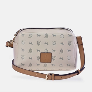 Bolso "EL CABALLO" bandolera doble cremallera estampado caballitos color beige camel - Imagen 2